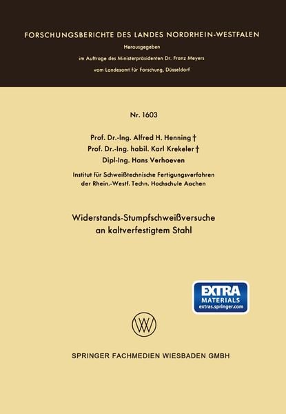 Produktbild: Widerstands-Stumpfschwei&szlig;versuche an kaltverfestigtem Stahl