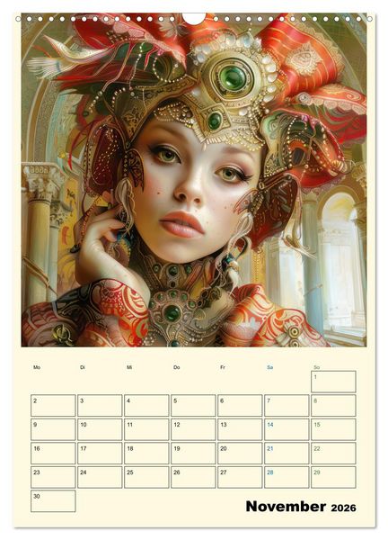 Produktbild: Surreale Frauenportraits im venezianischen Stil - Planer (Wandkalender 2026 DIN A3 hoch), CALVENDO Monatskalender