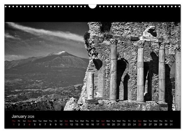 Produktbild: Black and White Sicily (Wall Calendar 2026 DIN A3 landscape), CALVENDO 12 Month Wall Calendar