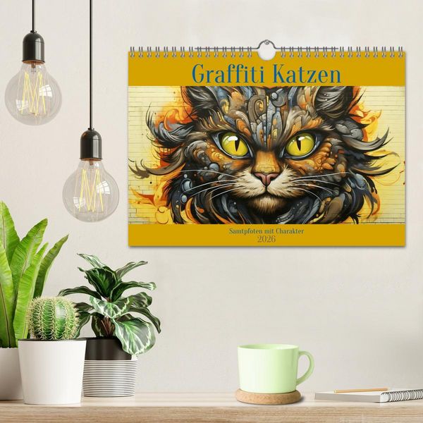 Produktbild: Graffiti Katzen (Wandkalender 2026 DIN A4 quer), CALVENDO Monatskalender