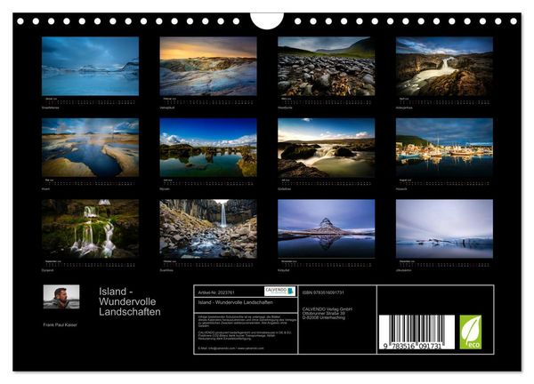 Produktbild: Island - Wundervolle Landschaften (Wandkalender 2026 DIN A4 quer), CALVENDO Monatskalender