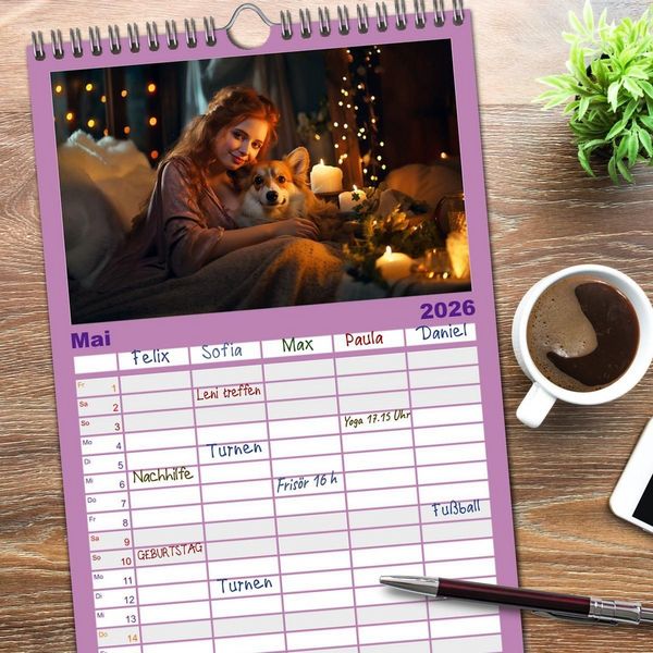 Produktbild: Familienplaner 2026 - Verzaubert von Magie und Romantik mit 5 Spalten (Wandkalender, 21 x 45 cm) CALVENDO