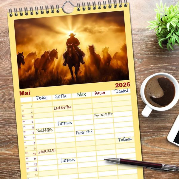 Produktbild: Familienplaner 2026 - Westernwelt mit 5 Spalten (Wandkalender, 21 x 45 cm) CALVENDO