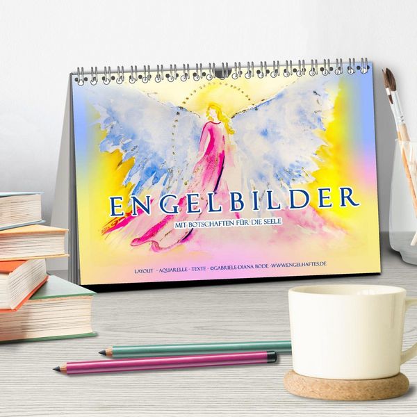 Produktbild: Engelbilder mit Botschaften f&uuml;r die Seele (Tischkalender 2026 DIN A5 quer), CALVENDO Monatskalender