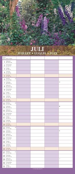 Gärten 2026 Familienplaner - Wandkalender - Familienkalender - 19,5x45