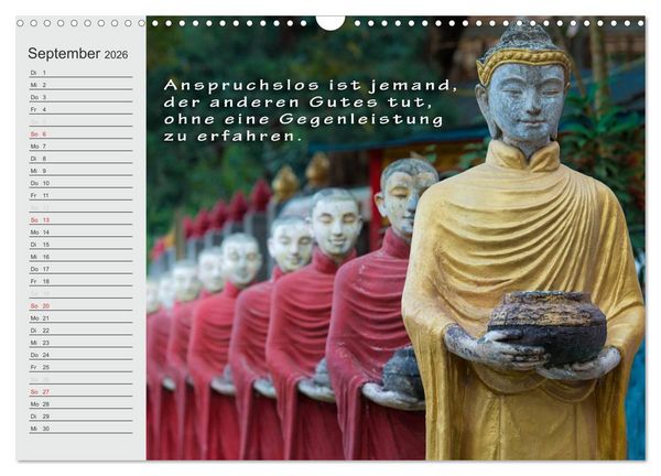 Produktbild: BUDDHA Buddhistische Weisheiten (Wandkalender 2026 DIN A3 quer), CALVENDO Monatskalender