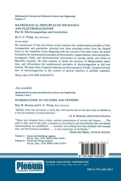 Mathematical Principles of Mechanics and Electromagnetism