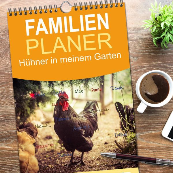 Produktbild: Familienplaner 2026 - H&uuml;hner in meinem Garten mit 5 Spalten (Wandkalender, 21 x 45 cm) CALVENDO