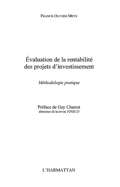 Produktbild: Evaluation de la rentabilite des projets