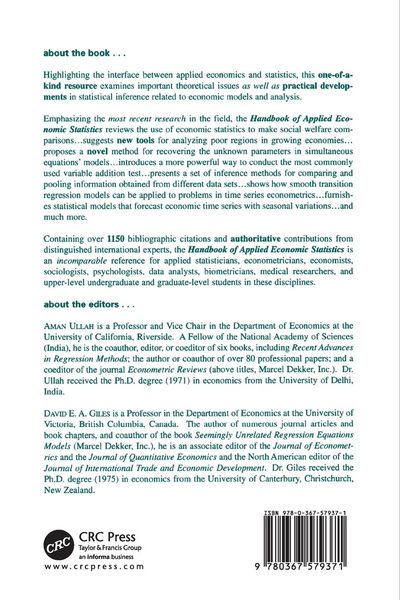 Produktbild: Handbook of Applied Economic Statistics