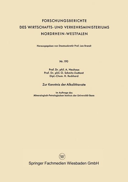 Produktbild: Zur Kenntnis der Alkalititanate
