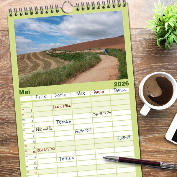 Produktbild: Familienplaner 2026 - Camino 2026 mit 5 Spalten (Wandkalender, 21 x 45 cm) CALVENDO