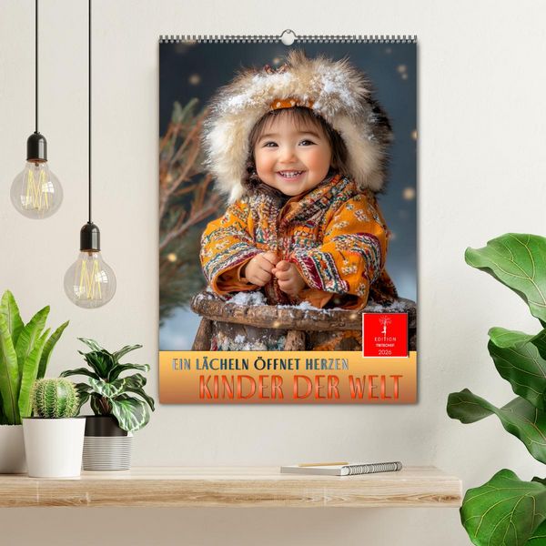 Produktbild: Kinder der Welt - ein L&auml;cheln &ouml;ffnet Herzen (Wandkalender 2026 DIN A2 hoch), CALVENDO Monatskalender