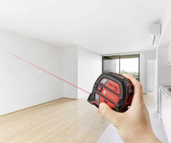 Produktbild: TOOLCRAFT 2 in 1 Laser-Entfernungsmesser Max. 40m mit Ma&szlig;band