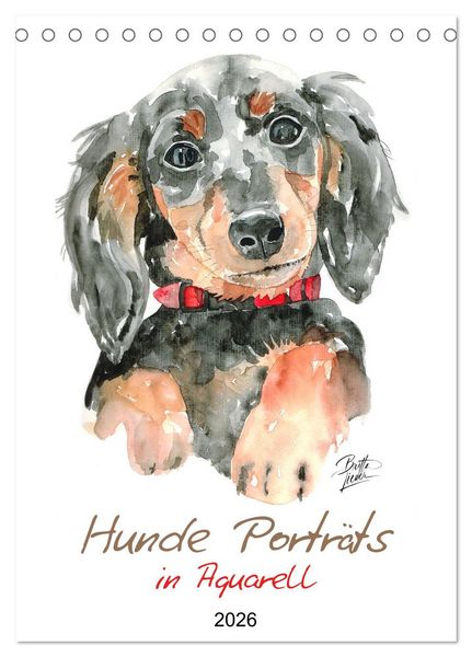 Produktbild: Hunde Portr&auml;ts in Aquarell (Tischkalender 2026 DIN A5 hoch), CALVENDO Monatskalender