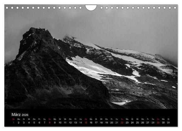 Produktbild: BERGE IN SCHWARZ WEISS (Wandkalender 2026 DIN A4 quer), CALVENDO Monatskalender