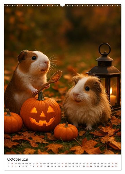 Produktbild: Guinea Pigs Cozy Moments (High Quality Premium Wall Calendar 2027 DIN A2 portrait),CALVENDO 12 Month Wall Calendar