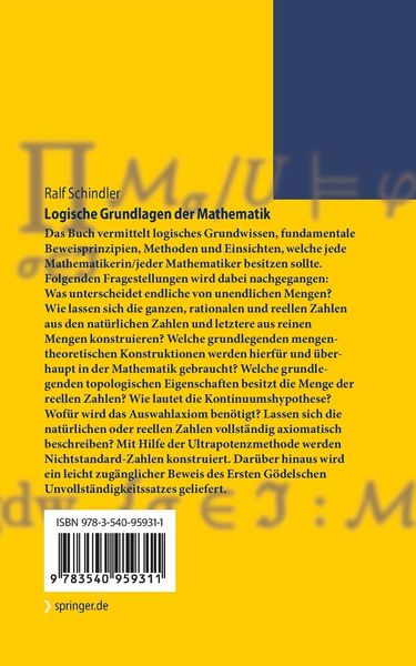 Produktbild: Logische Grundlagen der Mathematik