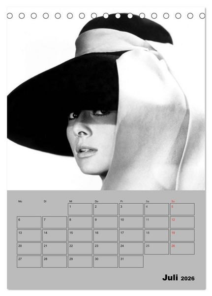 Produktbild: Hollywood-Diva. Audrey Hepburn (Tischkalender 2026 DIN A5 hoch), CALVENDO Monatskalender