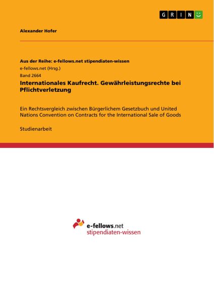 Produktbild: Internationales Kaufrecht. Gew&auml;hrleistungsrechte bei Pflichtverletzung