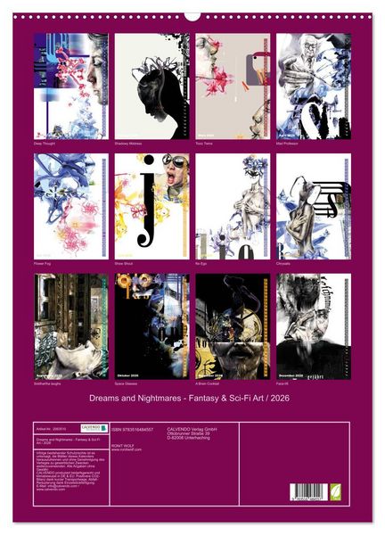 Produktbild: Dreams and Nightmares - Fantasy & Sci-Fi Art / 2026 (Wandkalender 2026 DIN A2 hoch), CALVENDO Monatskalender