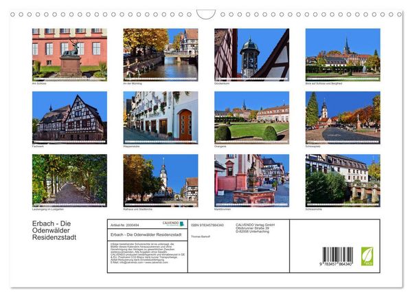 Produktbild: Erbach - Die Odenw&auml;lder Residenzstadt (Wandkalender 2026 DIN A3 quer), CALVENDO Monatskalender