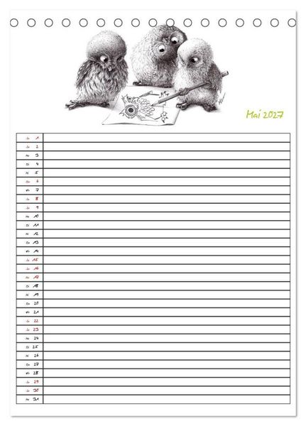 Produktbild: Tieronisch Eulen (Tischkalender 2027 DIN A5 hoch), CALVENDO Monatskalender