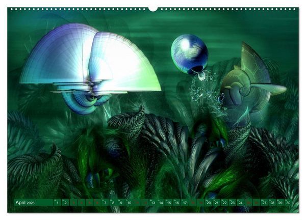 Produktbild: Fraktale Fantasiewelten (hochwertiger Premium Wandkalender 2026 DIN A2 quer), Kunstdruck in Hochglanz