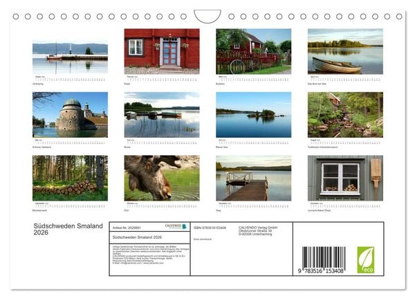 Produktbild: S&uuml;dschweden Smaland 2026 (Wandkalender 2026 DIN A4 quer), CALVENDO Monatskalender