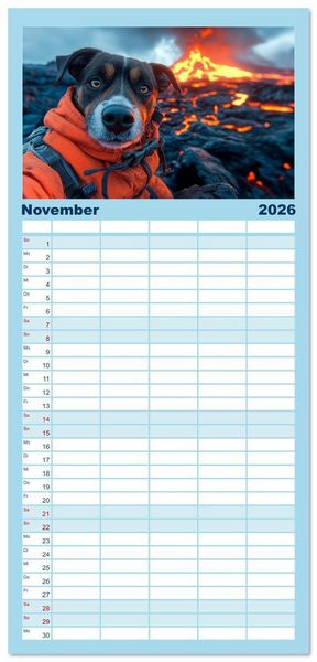 Produktbild: Familienplaner 2026 - HUNDE-SELFIES Tierischer Outdoorspa&szlig; mit 5 Spalten (Wandkalender, 21 x 45 cm) CALVENDO