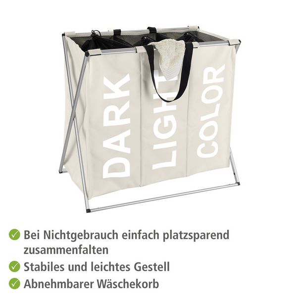 Produktbild: W&auml;schesammler Mod. Trio Beige, W&auml;schekorb, 130 l