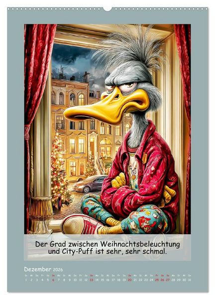 Produktbild: Echte Fieslinge. Gefiederklan im &Uuml;berlebensmodus (Wandkalender 2026 DIN A2 hoch), CALVENDO Monatskalender