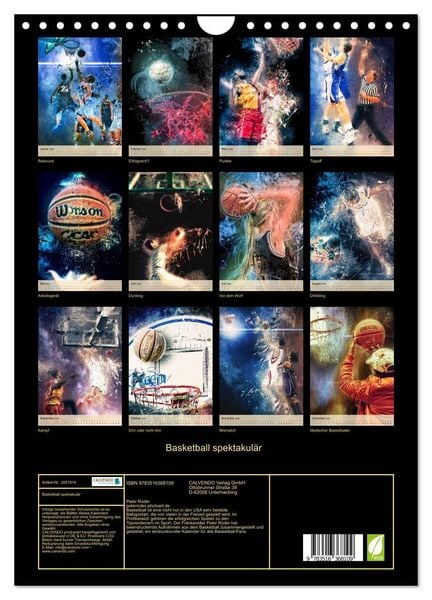 Produktbild: Basketball spektakul&auml;r (Wandkalender 2026 DIN A4 hoch), CALVENDO Monatskalender