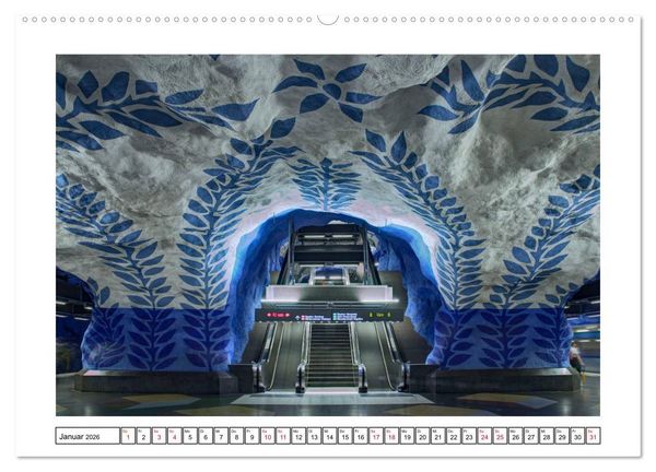 Produktbild: Stockholms Metrostationen - Bunte Meisterwerke im Untergrund (Wandkalender 2026 DIN A2 quer), CALVENDO Monatskalender