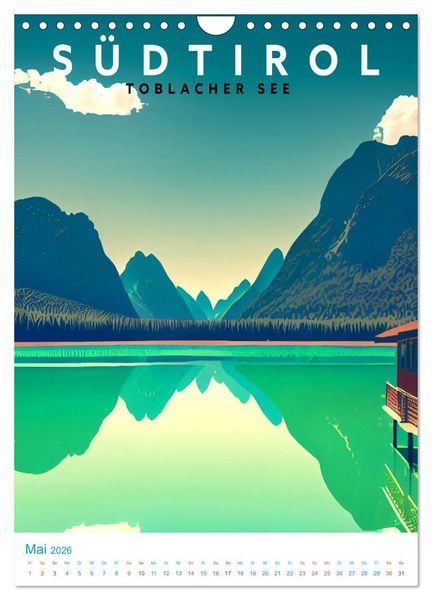 Produktbild: S&uuml;dtirol - Old School Poster Style (Wandkalender 2026 DIN A4 hoch), CALVENDO Monatskalender