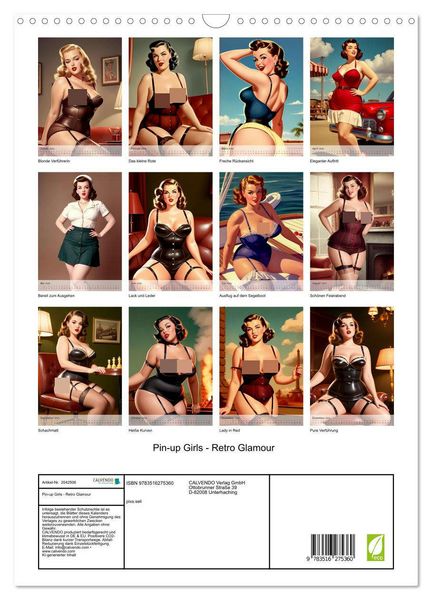 Produktbild: Pin-up Girls - Retro Glamour (Wandkalender 2026 DIN A3 hoch), CALVENDO Monatskalender