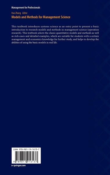 Produktbild: Models and Methods for Management Science