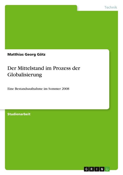 Produktbild: Der Mittelstand im Prozess der Globalisierung