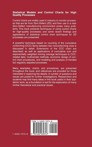 Produktbild: Statistical Models and Control Charts for High-Quality Processes