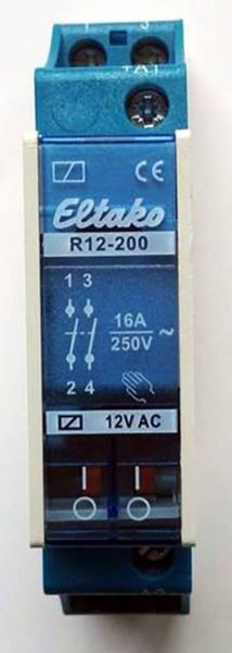 Eltako R12-200-12V Schaltrelais Nennspannung: 12V Schaltstrom (max.): 8A 2 Schließer 1St.