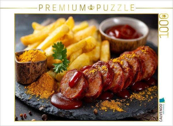 CALVENDO Puzzle Currywurst mit Pommes und Sauce | 1000 Teile Lege-Größe 64x48cm Foto-Puzzle für glückliche Stunden