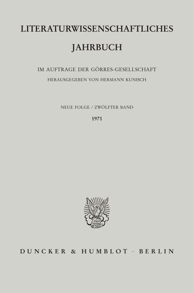 Produktbild: Literaturwissenschaftliches Jahrbuch.. Band 12/1971