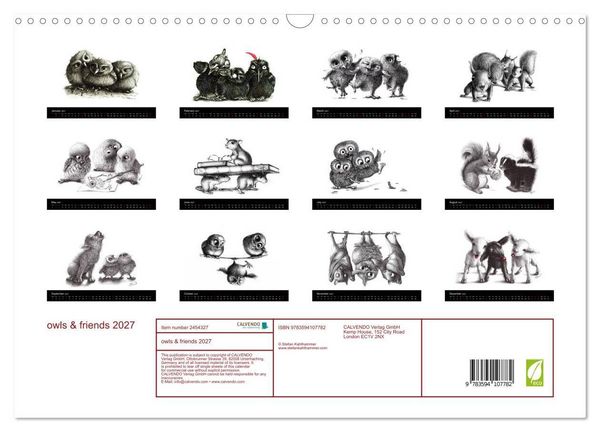 Produktbild: owls & friends 2027 (Wall Calendar 2027 DIN A3 landscape), CALVENDO 12 Month Wall Calendar