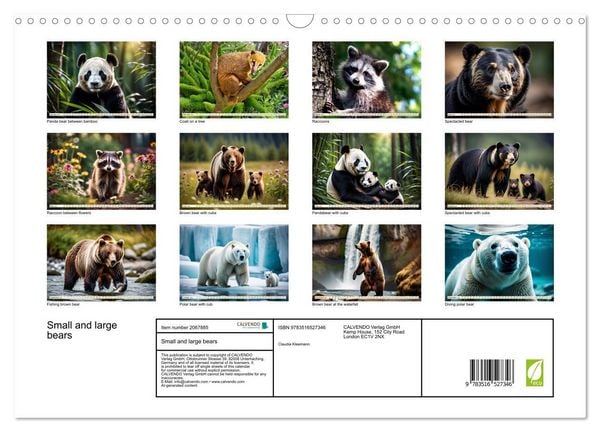Produktbild: Small and large bears (Wall Calendar 2026 DIN A3 landscape), CALVENDO 12 Month Wall Calendar