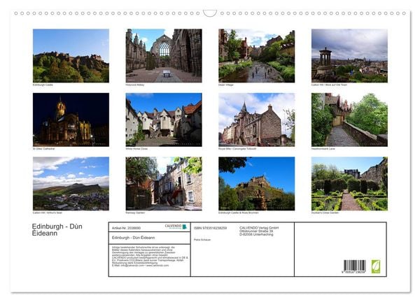 Produktbild: Edinburgh - D&ugrave;n &Egrave;ideann (Wandkalender 2026 DIN A2 quer), CALVENDO Monatskalender