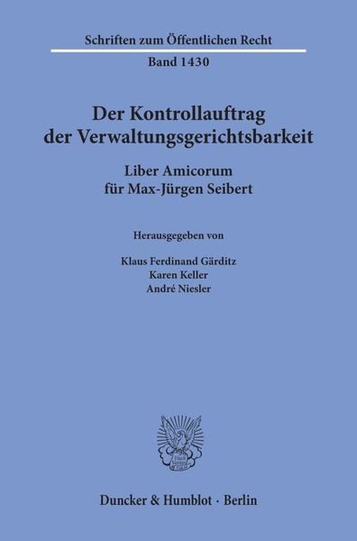 Produktbild: Der Kontrollauftrag der Verwaltungsgerichtsbarkeit.