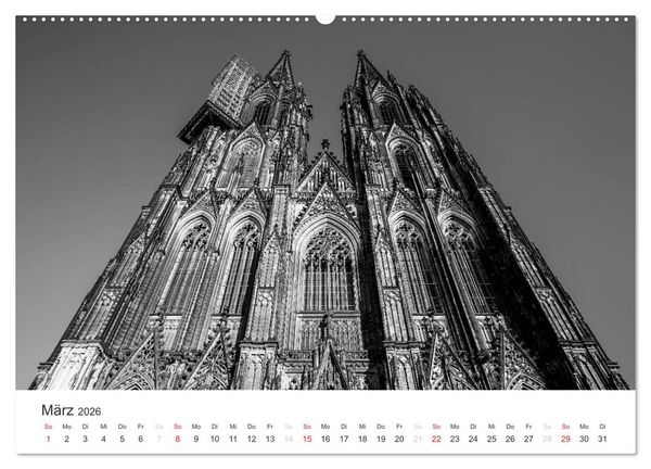 Produktbild: K&ouml;ln - monochrome Ansichten (hochwertiger Premium Wandkalender 2026 DIN A2 quer), Kunstdruck in Hochglanz