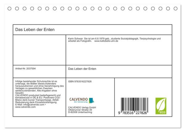 Produktbild: Das Leben der Enten (Tischkalender 2026 DIN A5 quer), CALVENDO Monatskalender