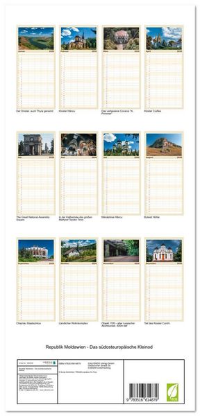 Produktbild: Familienplaner 2026 - Republik Moldawien - Das s&uuml;dosteurop&auml;ische Kleinod mit 5 Spalten (Wandkalender, 21 x 45 cm) CALVENDO