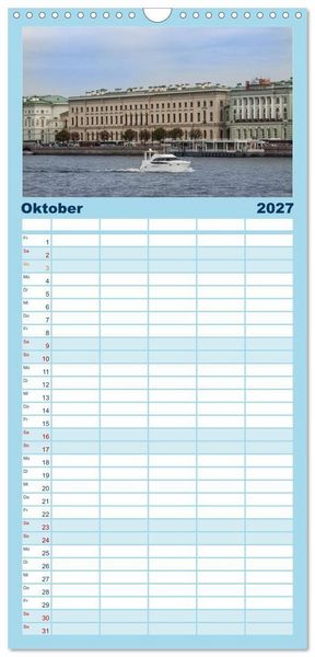 Produktbild: Familienplaner 2027 - Sankt Petersburg - "Venedig des Nordens" mit 5 Spalten (Wandkalender, 21 x 45 cm) CALVENDO